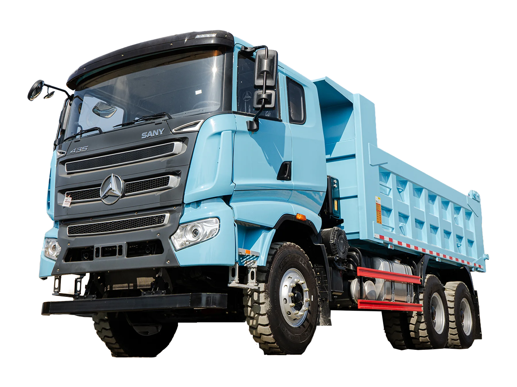 Volqueta Hino GH 1828 año 2020 vista lateral con balde levantado
