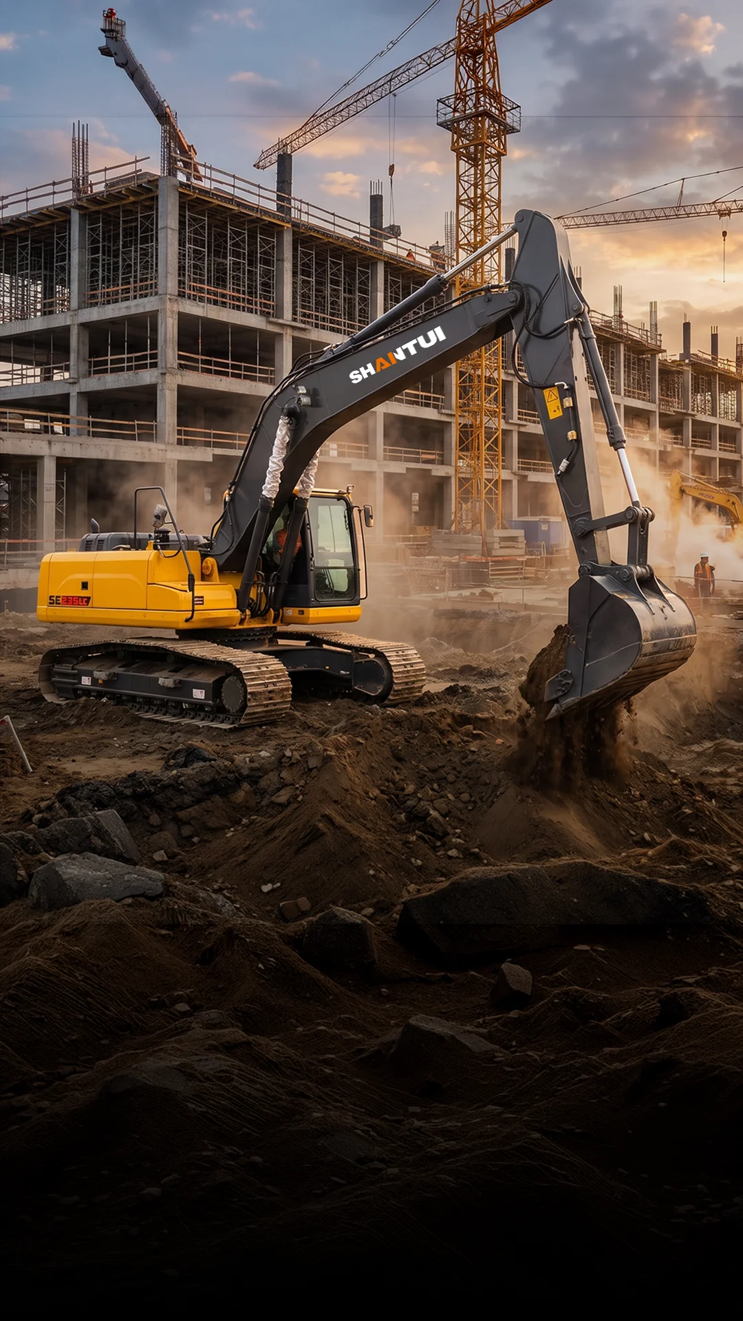 Excavadora Imparce trabajando en terreno de obra